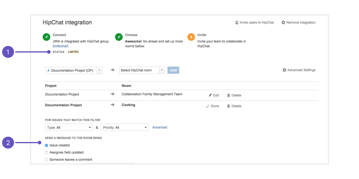 HipChat integration page. HipChat integration page.