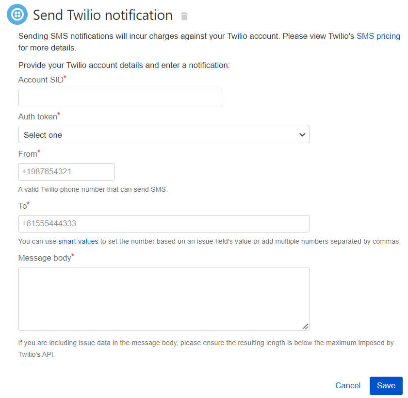 Send Twilio message Send Twilio message