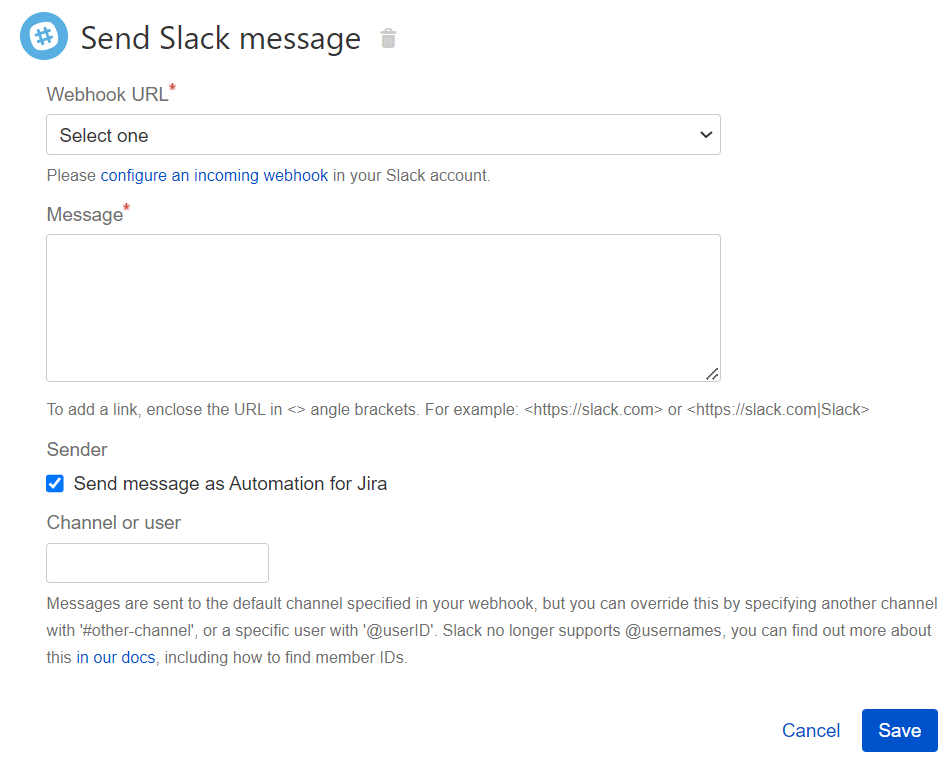 Send Slack message Send Slack message
