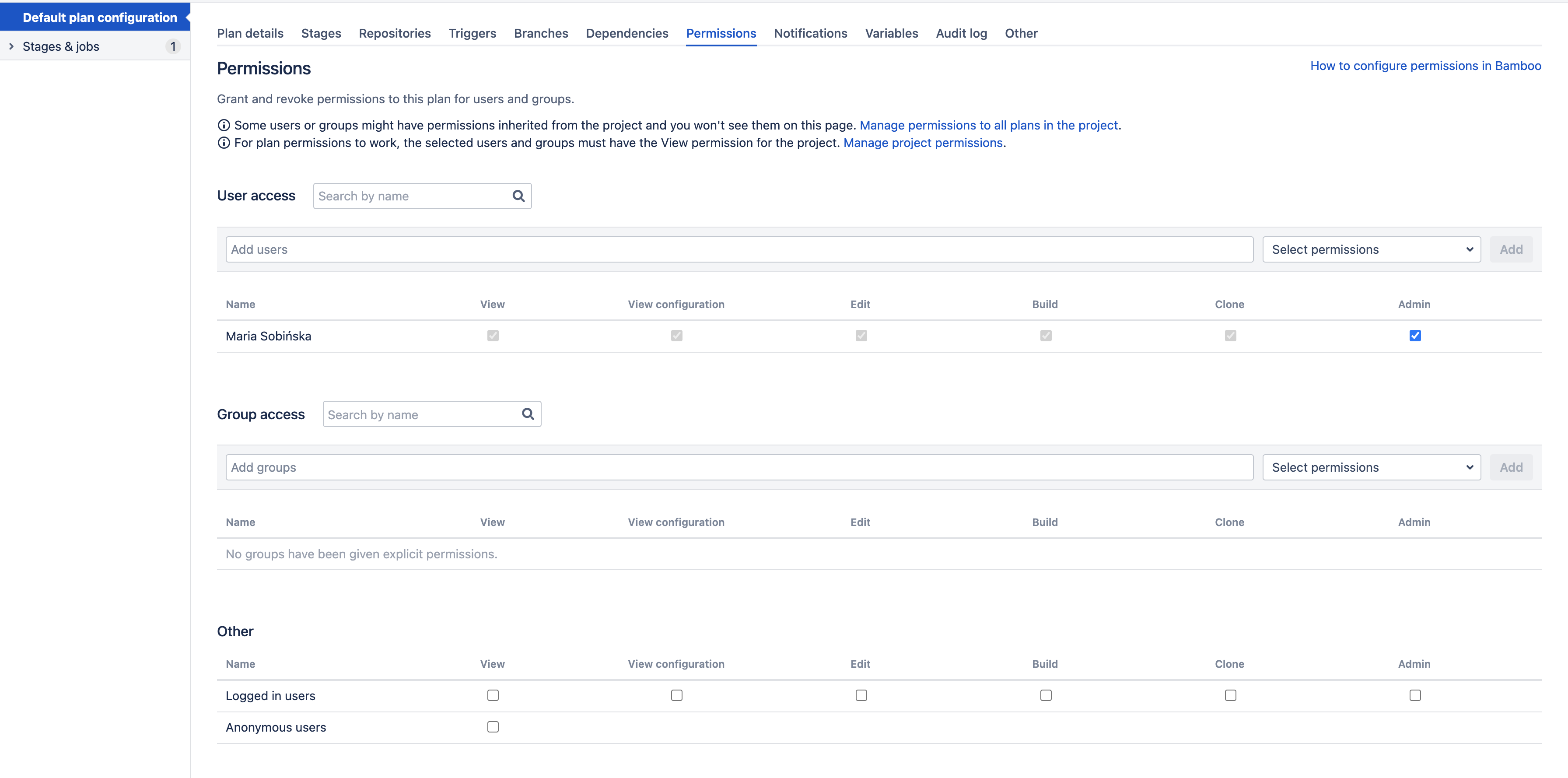 Page permissions Page permissions