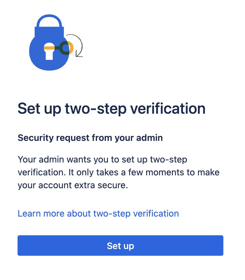 Image of the two-step verification enforcement that appears when users log in