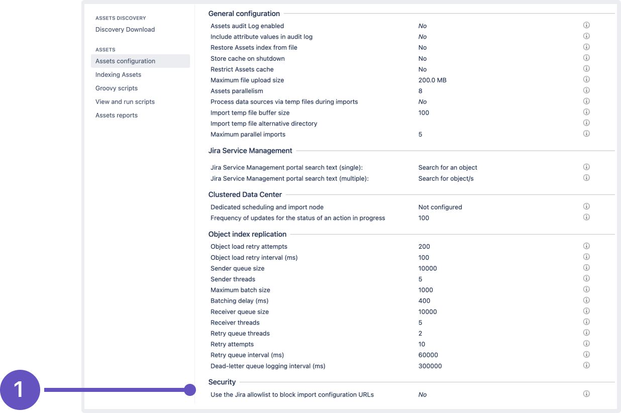 Setting under security section of the Assets configuration page Setting under security section of the Assets configuration page
